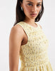 PIECES sleeveless smocking ditsy floral maxi dress in pastel yellow