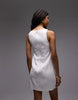 & Other Stories linen mini dress with boat neck in white