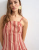 Topshop denim barrel maxi dress in red stripe