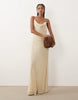 Mango textured cowl neck maxi dress in cream