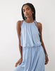 halter neck with blouson maxi dress in light blue