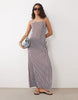 cami square neck with side split maxi dress in striped print