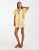 Vero Moda crinkle textured woven tie front mini dress in golden yellow