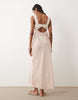 Miss Selfridge satin and lace maxi dress in pink floral print