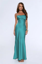 Evening Energy Satin Maxi Dress Green