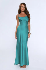Evening Energy Satin Maxi Dress Green