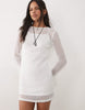 Mango Teen knit long sleeve mini dress in white