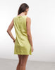 slash neck keyhole mini sundress in lime green