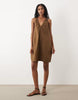 ARKET pure cotton sleeveless v-neck volume midi dress in dark brown