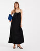 Pieces satin cami maxi dress in black