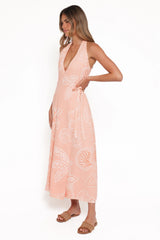 Sierra Wrap Midi Dress - Peach Floral