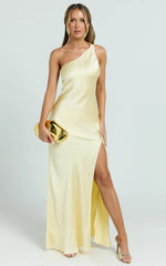 Zahra Maxi Dress - One Shoulder Tie Back Dress in Lemon