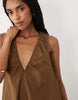 ARKET pure cotton sleeveless v-neck volume midi dress in dark brown