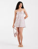 Hollister milkmaid smocked waist mini dress in pink and brown plaid
