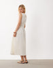 ARKET cotton rich seersucker cinched waist midi dress in white