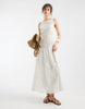 slash neck all over lace midaxi dress in ivory