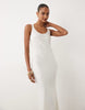 YAS scoop neck satin maxi dress in white