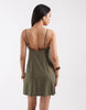 JJXX linen blend mini dress in khaki green