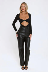 Flirt Game Strong Long Sleeve Bodysuit Black