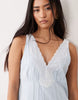 Miss Selfridge lace mix chambray denim dress in blue wash