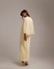 Bridesmaids sheer chiffon cape overlay bias cut satin dress in lemon