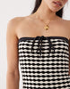 knit jersey bandeau maxi dress in mono gingham