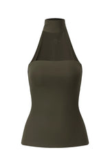 BASE Contour Reverse Halter Top Khaki