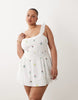 Esmée Curve mini beach dress in white delicate floral