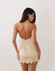 ASOS LUXE linen mix embellished mini dress in neutral