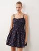 Abercrombie & Fitch strappy mini smock dress in navy strawberry print
