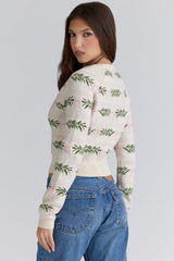 all over print wool cardigan