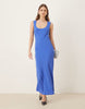 cap sleeve midi dress in cobalt blue