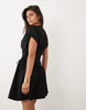 plunge waisted mini dress in black