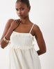 lace trim tiered crinkle cami midi dress in cream