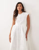 ARRANGE embroidered cinched waist pleated maxi dress in white