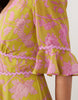 Hope & Ivy Petite v-neck frill short sleeve slit front maxi dress in green and pink floral