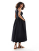 YAS racer neck jersey and cotton hybrid maxi dress in black