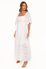 Xana Maxi Dress - White Broderie