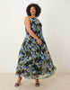 Curve racer neck smock maxi dress in dark based floral