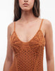 premium hand crochet fringe midi dress in rust