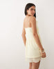 Vila tie front cami mini dress with frill trim in pastel yellow
