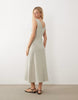 v neck maxi slip dress in green laundered stripes