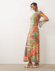 Never Fully Dressed Aria mesh long sleeve maxi dress in kaleidoscope print