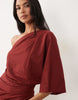 linen look jersey mini dress in rust