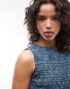 COLLUSION shirred high neck mini dress in blue gingham