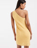 Vero Moda one shoulder crochet mini dress in pastel yellow