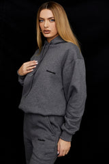 dark grey cotton fleece-back oversized hoodie