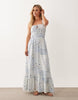 Miss Selfridge Petite seersucker shirred detail maxi dress in scarf print