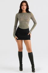 black sculpting mini skirt