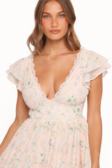 Angelica Midi Dress - Pastel Pink Floral